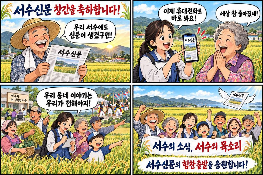 서수신문 창간 축하 4컷 만화